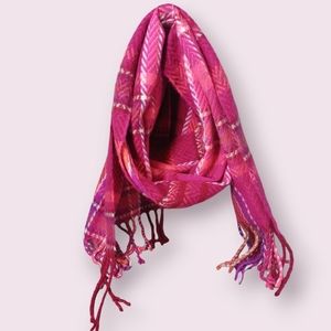 Wrap Scarf Women's One Size Pink Orange Purple Tassled Lightweight